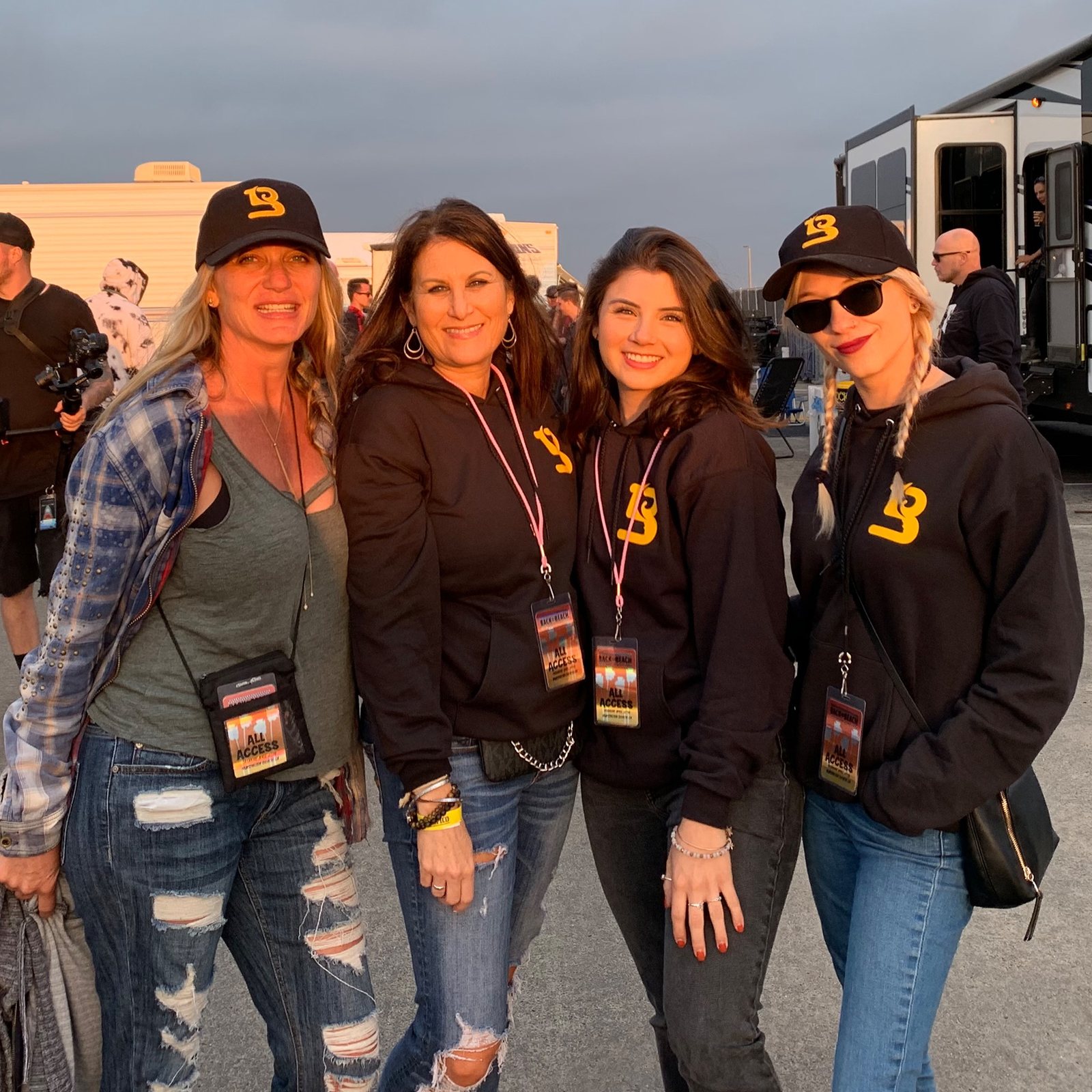 Budtender Awards team in branded hoodies and hats backstage at Back to the Beach