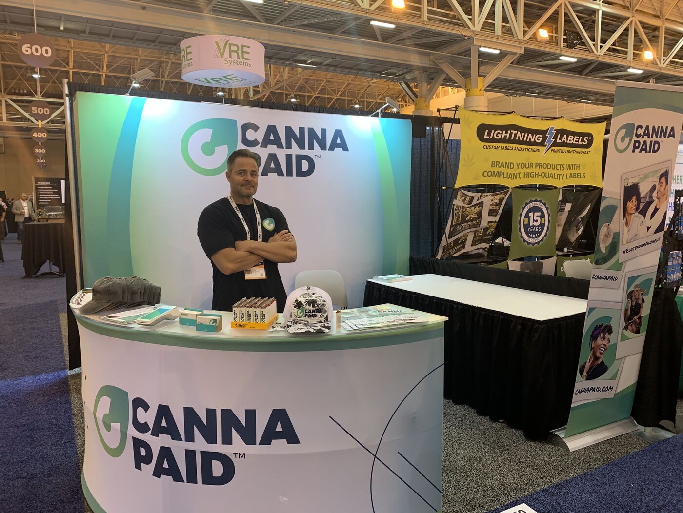 CannaPaid team member at the company's MJBizCon booth