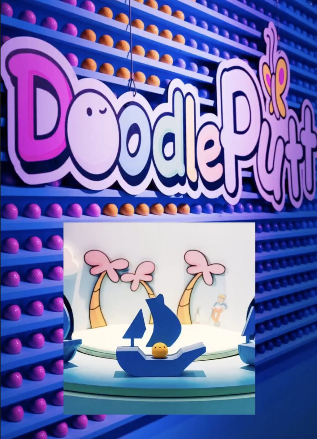 DoodlePutt sign above the OpenSea sailboat mini-golf hole