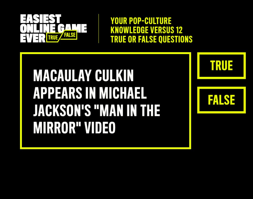 Easiest Online Game Ever true-or-false quiz screen