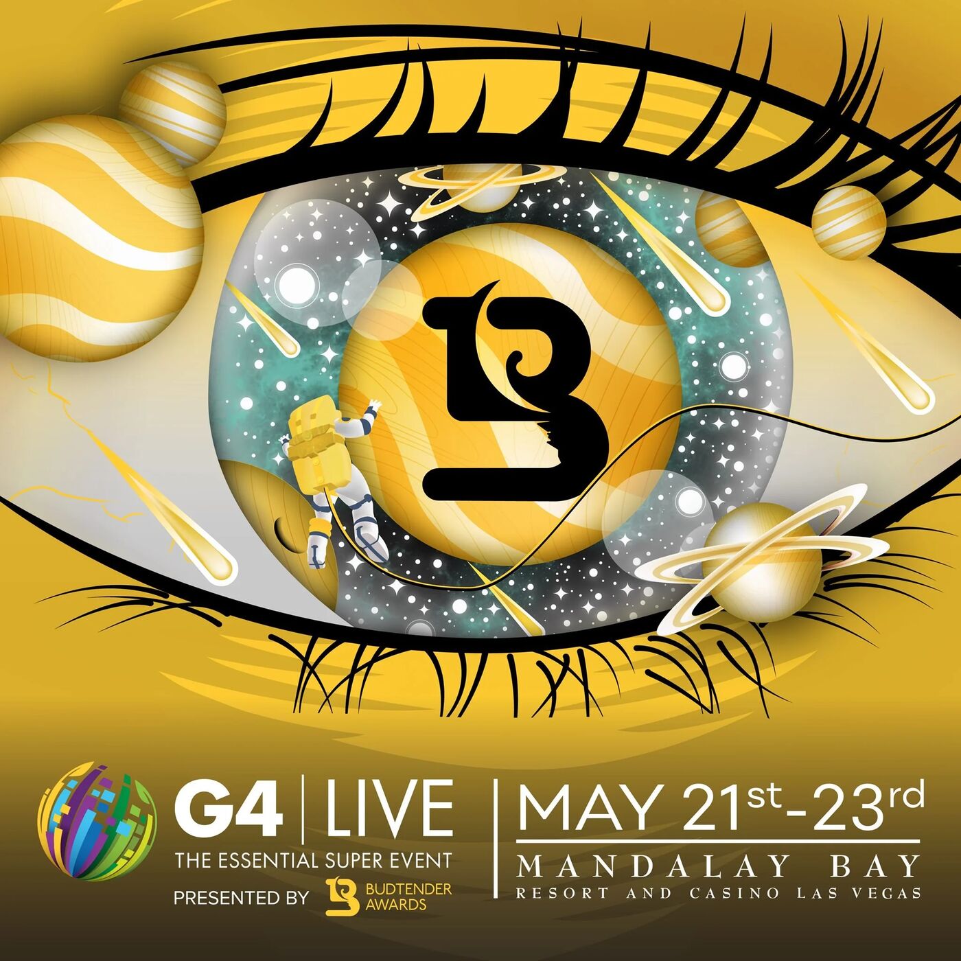 G4 Live, May 21st to 23rd at Mandalay Bay, presented by Budtender Awards: cosmic eye key art