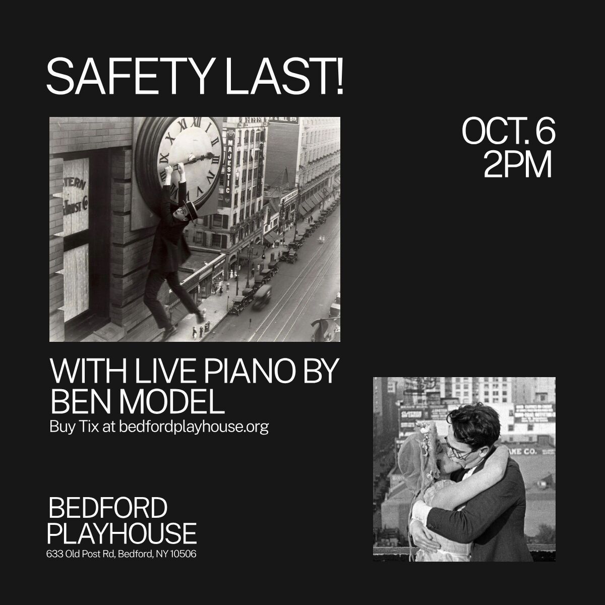 Safety Last! with live piano by Ben Model, Bedford Playhouse, October 6 at 2pm