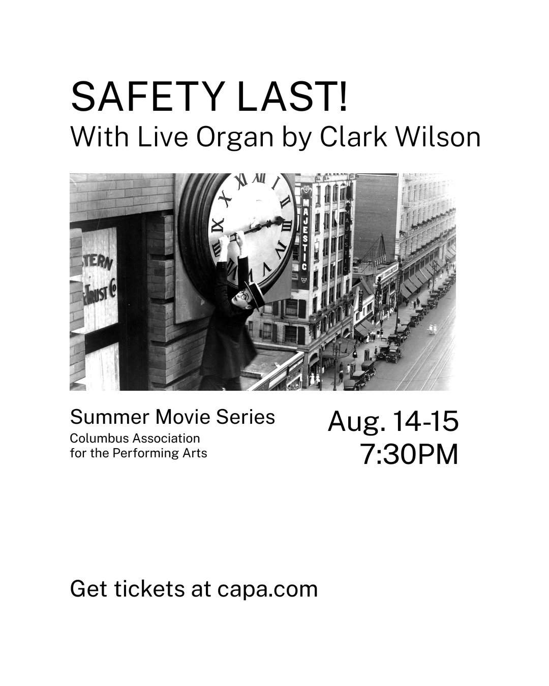 Safety Last! — CAPA Summer Movie Series, Columbus