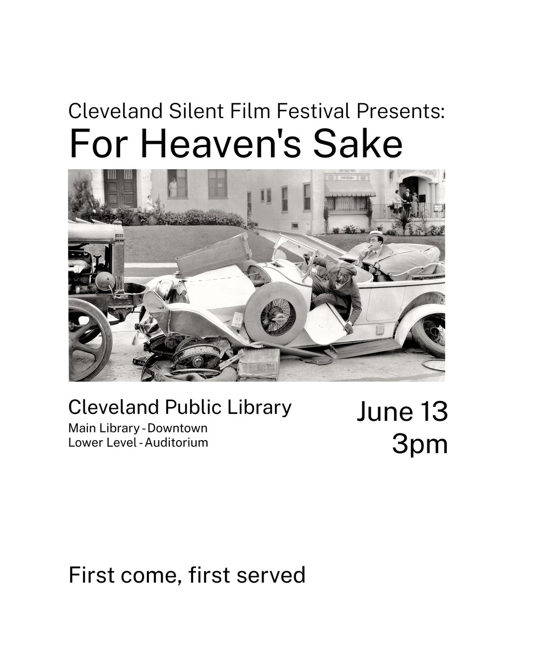 For Heaven's Sake — Cleveland Silent Film Festival, Cleveland Public Library