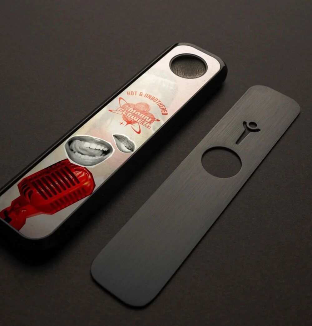 Custom Hot & Unbothered pre-roll case with a red microphone graphic