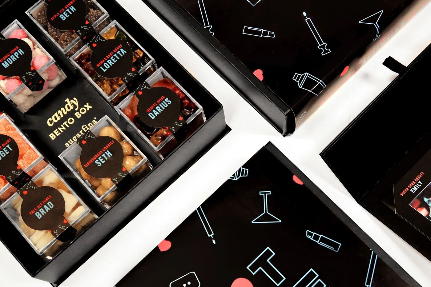 Hot Date candy bento box press kit, open