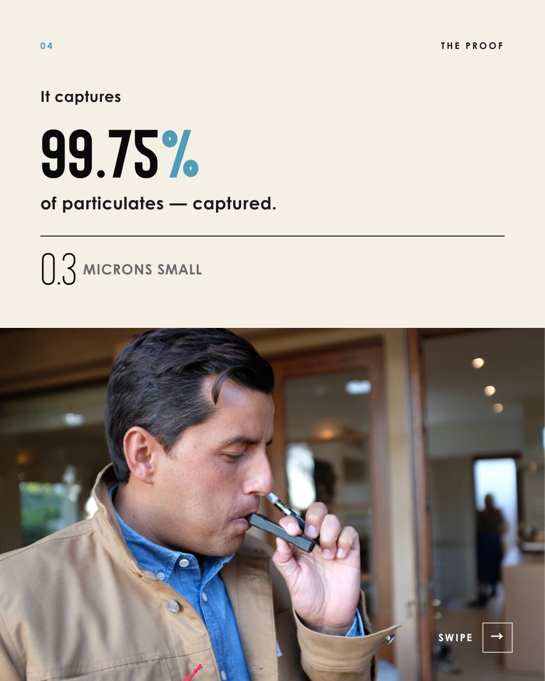 Philter how it works: It captures 99.75% of particulates down to 0.3 microns