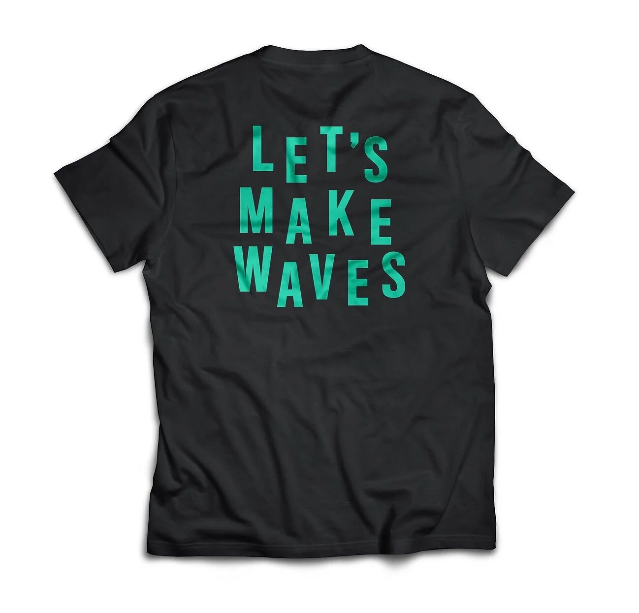 Black Pop TV t-shirt back reading Let's Make Waves