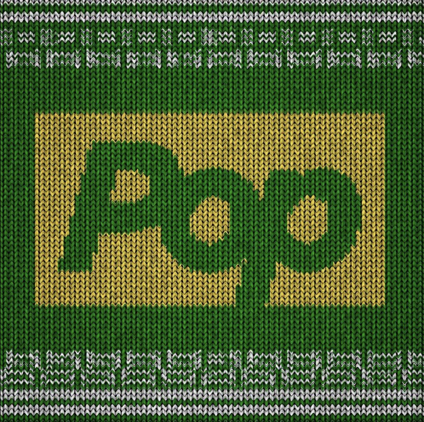 Pop TV logo knitted into a holiday sweater pattern