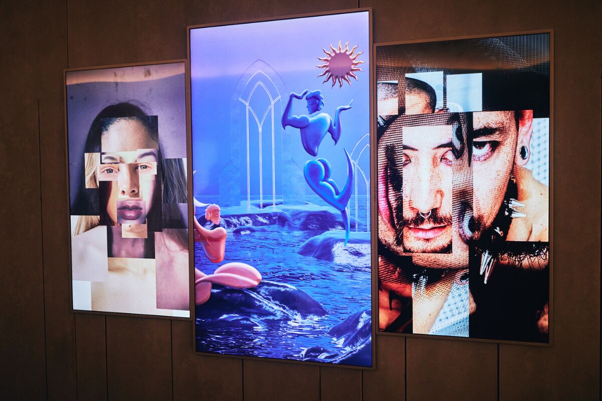 Three digital artworks displayed together at Pride Perspectives