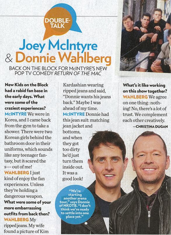 Magazine Q&A with Joey McIntyre and Donnie Wahlberg about the Pop TV comedy Return of the Mac