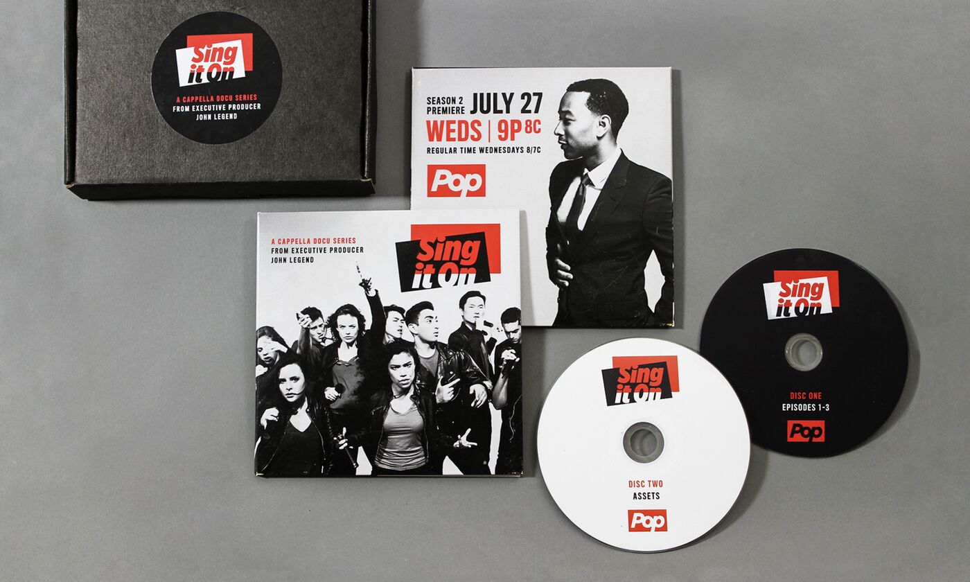 Sing It On press kit with DVDs and packaging: Wednesdays July 27 at 9pm on Pop