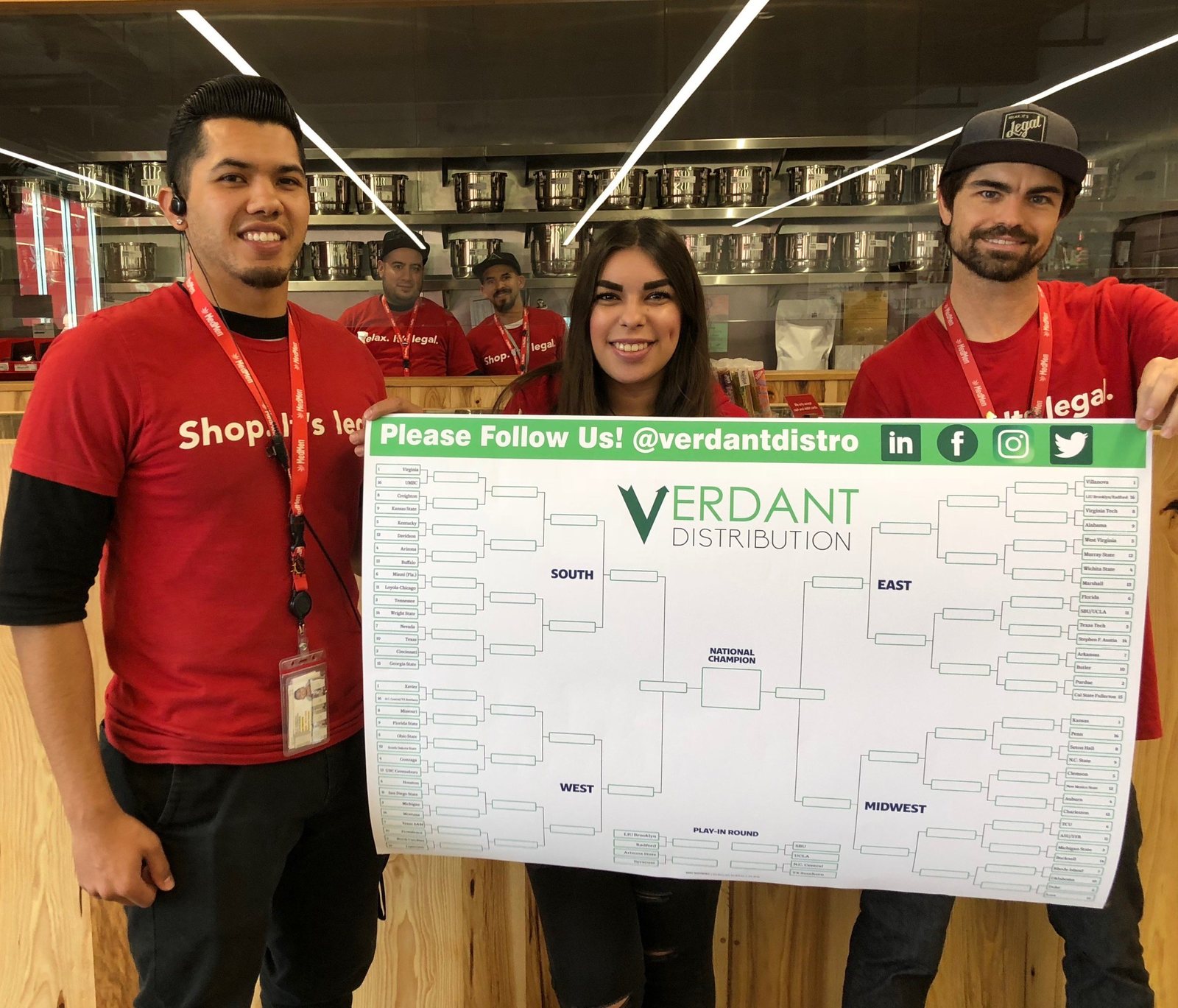 MedMen team holding the Verdant Distribution bracket